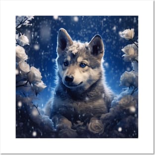 Wolfdog In Snow Posters and Art